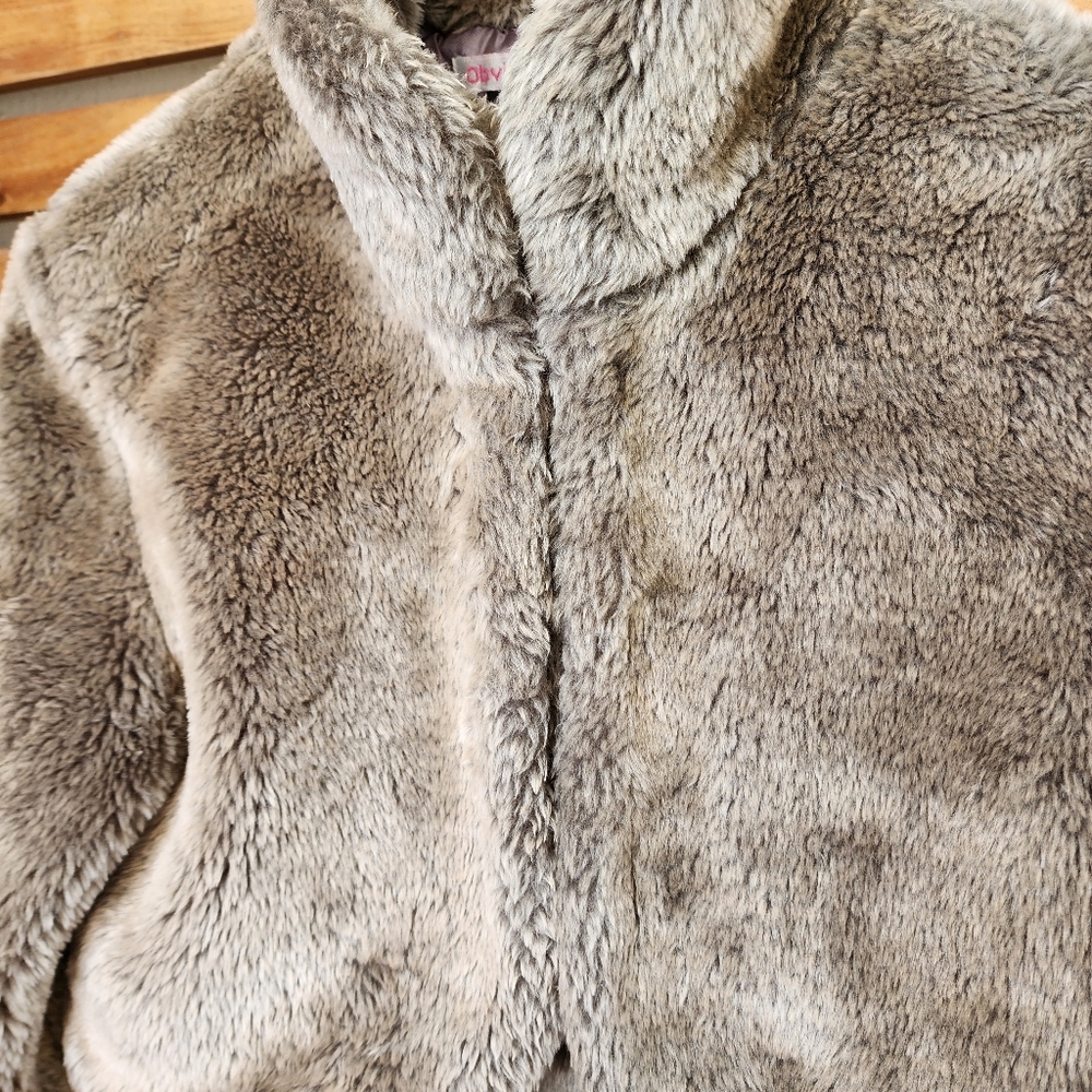 OBVIOUS winter coat faux fur cropped jacket shrug size 8 - Picture 4 of 11